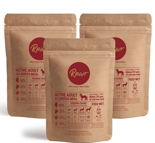 RAWR | Real Dogs | Real Food | Pack of 3 Makes 675g 100% Natural Dog Food | High Bio Availability, Grain-Free, Protein-Rich Food for Dogs | Minimally Processed Healthy and Organic Dog Food