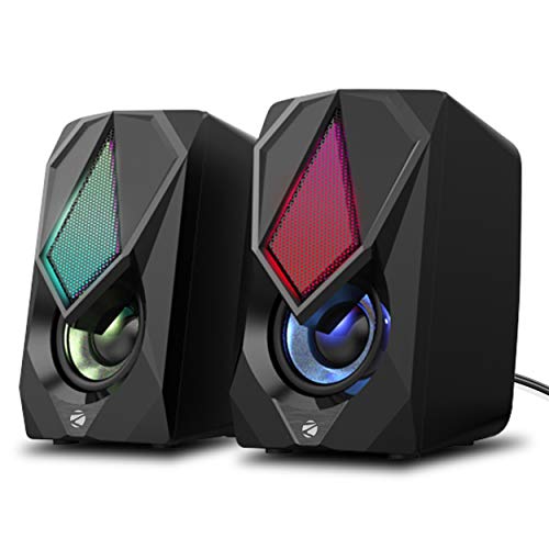 ZEBRONICS Zeb-Warrior II 2.0 Speaker for PC, Laptops, Desktop with ZEBRONICS Zeb-Warrior II 2.0 Speaker for PC, Laptops, Desktop with RGB Lights, USB Powered, AUX Input, Volume Control Pod