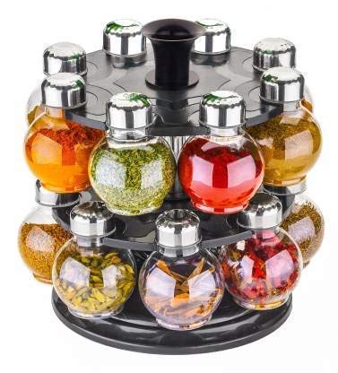 Pramukh Fashion Kitchenware Brown Revolving Masala Rack Spice Rack Set Pramukh Fashion Kitchenware Brown Revolving Masala Rack Spice Rack Set of 18 Polycarbonate Spice Container Set of 18 Sky Blue