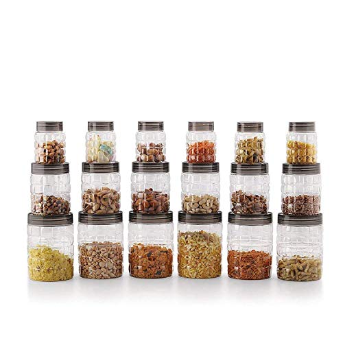 Cello Checkers Plastic PET Canister Set, 18 Pieces, Clear Cello Checkers Plastic PET Canister Set, 18 Pieces, Clear