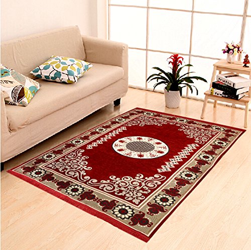 DAILZ Ethnic Velvet Touch Abstract Chenille Carpet - 55"x80", Maroon DAILZ Ethnic Velvet Touch Abstract Chenille Carpet - 55"x80", Maroon