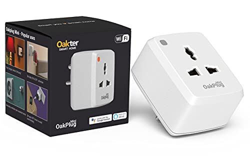 Oakter Wi-Fi Smart Plug 10A Suitable for Small appliances Like Oakter Wi-Fi Smart Plug 10A Suitable for Small appliances Like TVs, Electric Kettle, Mobile and Laptop Chargers with Universal Pin Support, Works with Alexa and Google Assistant