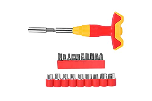 SB CREATION 20 in 1 Steel and Plastic T SHAPE SB CREATION 20 in 1 Steel and Plastic T SHAPE Handle Tool Set Mini Screwdriver Bits Set with Magnetic Flexible Extension Rod for Home Appliance, Laptop, Mobile, Computer Repairing Preparations