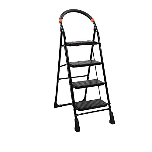 TRUPHE Powder Coated Steel Pipes, Polypropylene Copolymer Steps, Rubber Boots, TRUPHE Powder Coated Steel Pipes, Polypropylene Copolymer Steps, Rubber Boots, Foam Clad Handles Anti Skid Foldable 4 Step Ladder for Home Use