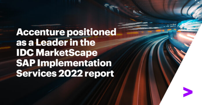 Accenture Named a Leader in SAP Implementation Services by IDC MarketScape