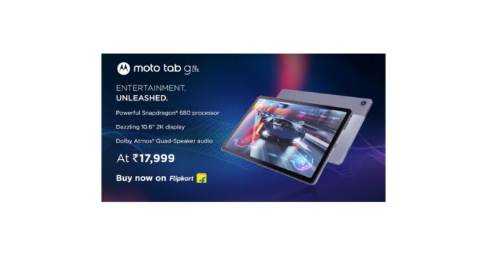 The Disruptive moto Tab g62 LTE Featuring a Powerful Snapdragon® 680 Processor, a Dazzling 10.6” 2K Display, Quad Speakers with Dolby Atmos®, Android 12™, and More Goes on Sale Today at Just Rs. 17,999 Exclusively on Flipkart