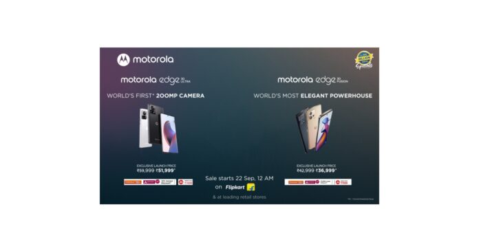 Motorola’s Newly Launched Flagships, the motorola Edge 30 Ultra with the World’s First 200MP Camera and the motorola Edge 30 Fusion Go on Sale Starting 00:00hrs, September 22 at Just Rs. 51,999* and Rs. 36,999* Exclusively During Flipkart’s Big Billion Days Sale
