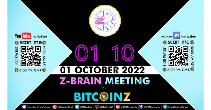 Next Z-Brain, BitcoinZ Community's Online Conference, on October 1st 2022 just after the BitcoinZ's 5 years anniversary