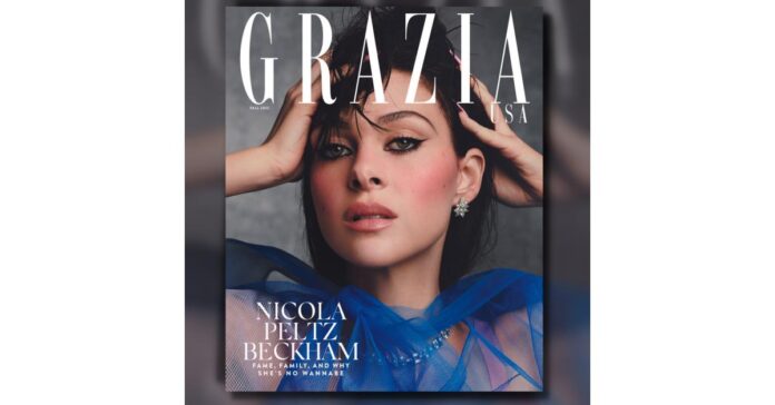 NICOLA PELTZ BECKHAM UNVEILED AS GRAZIA USA FALL FASHION COVER STAR