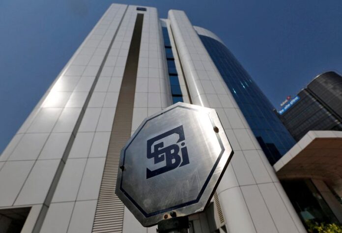FILE PHOTO: The logo of the Securities and Exchange Board of India (SEBI) at its headquarters in Mumbai