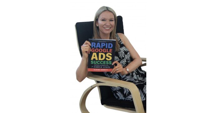 claire-jarrett-with-book.jpeg "Rapid Google Ads Success" hit bestseller status upon release