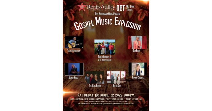 Troy Richardson Music Presents GOSPEL MUSIC EXPLOSION at the historic Renfro Valley