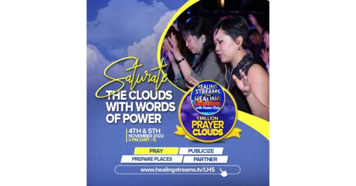 Saturating the clouds with prayer, as Healing Streams Live Healing Services with Pastor Chris come with liberating power