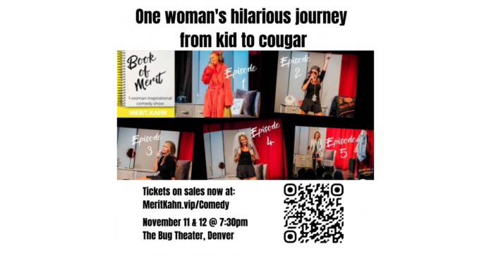 Merit Kahn, modern day, hilariously funny, Denver-based Mrs. Maisel, performs one woman comedy show, Denver, Nov 11 & 12