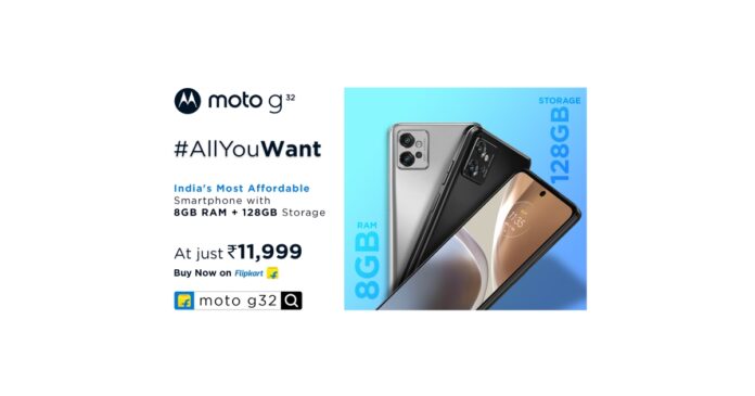 moto g32, India’s Most Affordable Smartphone with 8GB RAM and 128GB Storage, Goes on Sale Today on Flipkart, from 12 Noon Onwards, at a Disruptive Price of Just Rs. 11,999