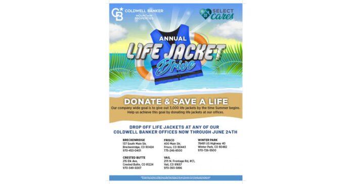 DONATE AND SAVE A LIFE WITH COLDWELL BANKER MOUNTAIN PROPERTIES AND SELECT CARES ON THEIR 3RD ANNUAL LIFE JACKET DRIVE