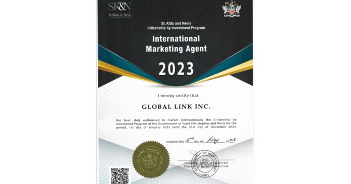 Global Link Authorized by the Government of St. Kitts and Nevis to Market Citizenship Program Internationally