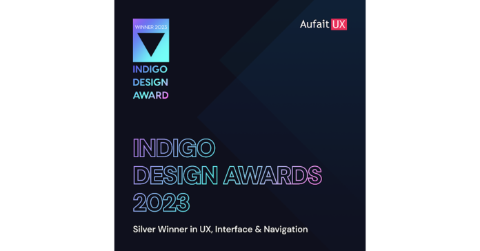 Aufait UX Wins 6th Annual Indigo Design Awards for Exceptional UI/UX Design for IQnext