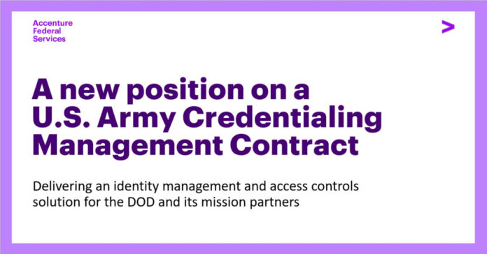 Accenture Federal Services Wins $94M U.S. Army Identity, Credential, and Access Management (ICAM) Contract