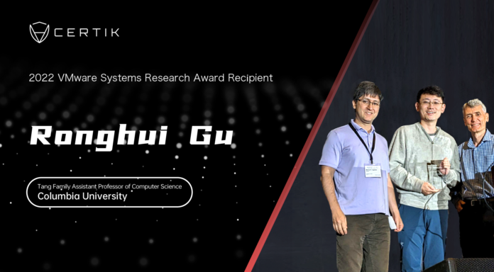 CertiK Co-Founder Professor Ronghui Gu Honored with VMware