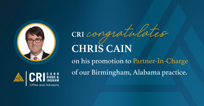chris-cain-pic-change.png Top 25 CPA & Advisory Firm Carr Riggs & Ingram Announces New Leadership in Birmingham