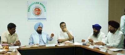 Citizen-safety and citizen-centric approaches are needed to address public issues Chancellor Chandigarh University & UT Environment Standing committee Chairman, Satnam Singh Sandhu along with UT officials in a meeting on environment at Paryavaran Bhawan, Chandigarh.