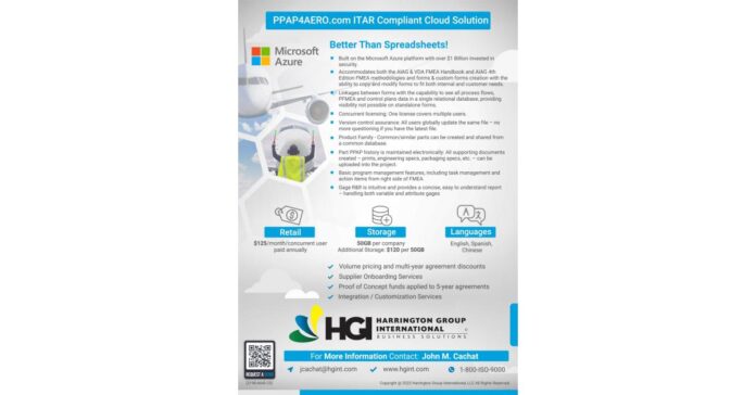 Harrington-PPAP4AERO-Consortium-to-Support-Global-AS9145-Aerospace-Supply-Chain.jpeg Harrington PPAP4AERO Consortium to Support Global AS9145 Aerospace Supply Chain Gaining Momentum