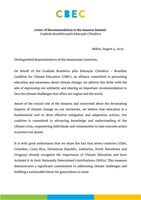 CLIMATE EDUCATION TAKES CENTER STAGE AT THE AMAZON SUMMIT IN Letter of Recommendation to the Amazon Summit