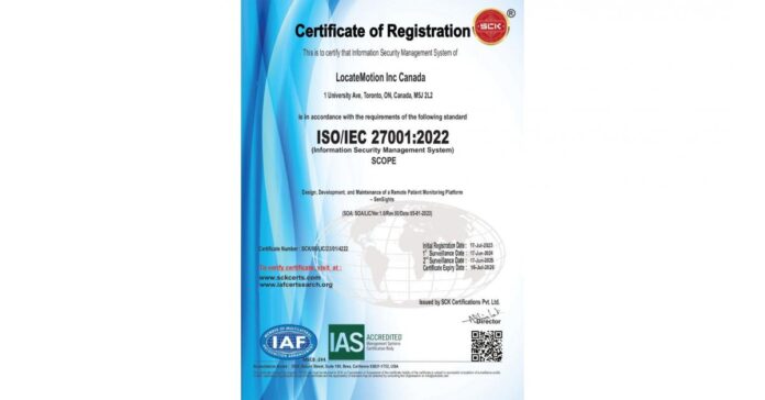 SenSights.AI (o/a LocateMotion Inc.) Achieves a Data Security Milestone with ISO/IEC 27001:2022 Certification
