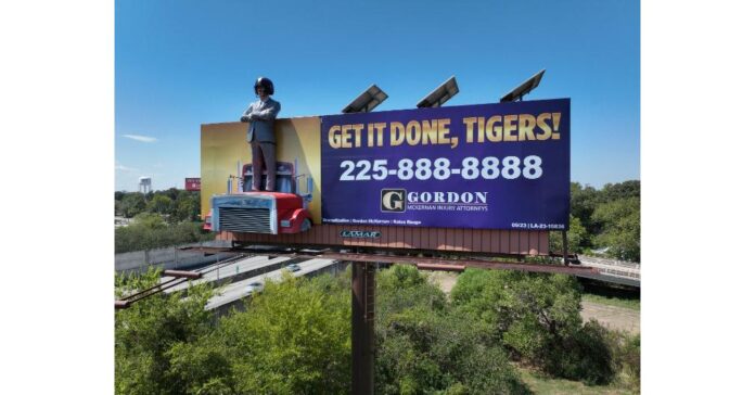 Gordon McKernan’s Iconic 3D Billboard Receives a Refresh in Celebration of LSU Football Season