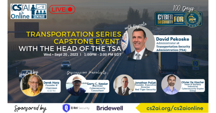 US TSA Administrator David Pekoske to serve as Keynote for Cyber Security for Transportation Series Capstone Event
