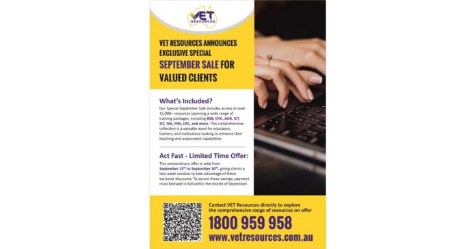 VET Resources Announces Exclusive Special September Sale for Valued Clients