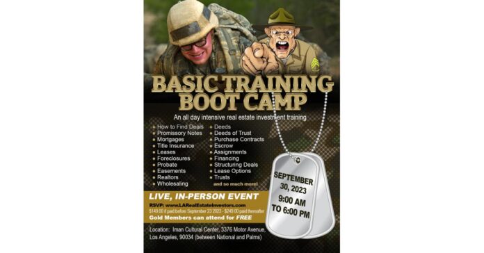 Basic Training Real Estate Boot Camp Returns September 30th