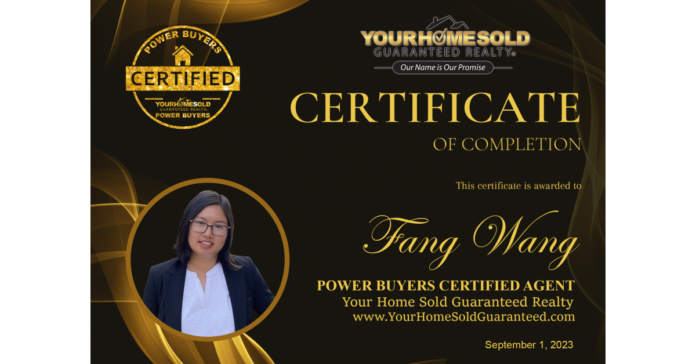 Fang Wang Attains YHSGR POWER BUYER Agent Certification, Elevating Real Estate Expertise and Client Benefits