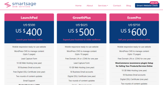 SmartSage Launches WordPress Website Package Deals at 20% Discount