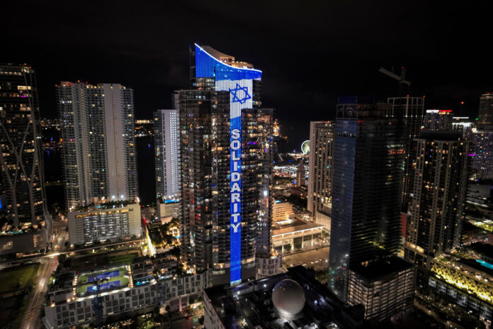 World's Tallest Digital Israeli Flag Lights-Up DEF-012_Israel FlagB