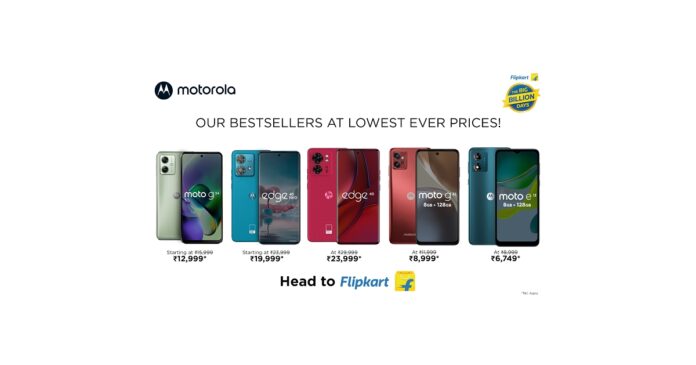 motorola edge 40 and moto g54 5G Available for Lowest Ever Prices at the Flipkart Big Billion Days Sale Along with Other moto Bestsellers