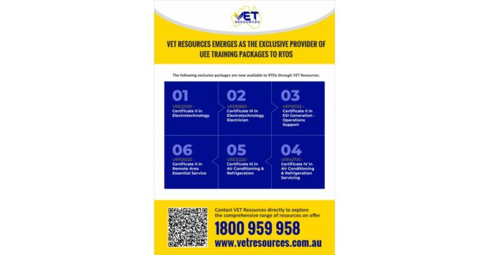 VET Resources Emerges as the Exclusive Provider of UEE Training Packages to RTOs