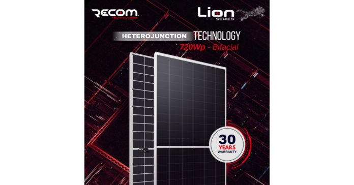 RECOM Technologies LION Heterojunction PV Module Series reaches power output 720Wp