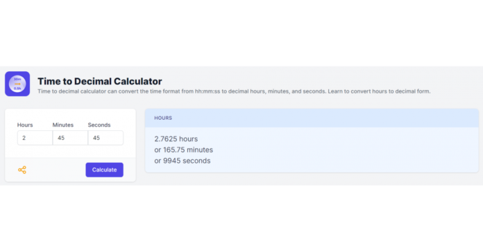Calculator.io Introduces Time to Decimal Calculator for Efficient Time Management