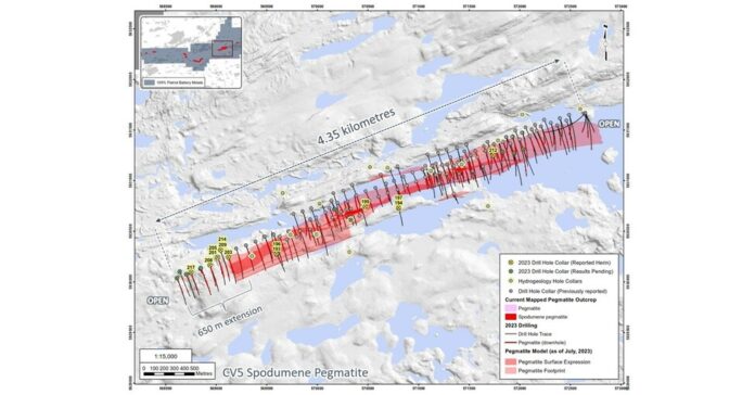 Patriot Drills Widest Mineralized Pegmatite Intersection to Date at the Corvette Property, Quebec, Canada