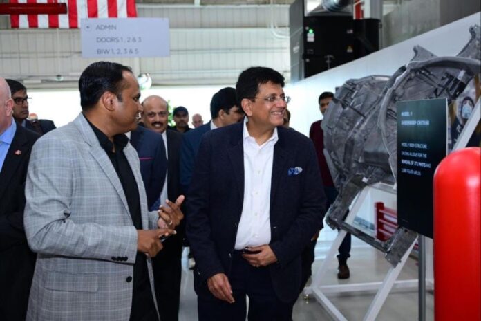 Piyush Goyal visits Tesla's manufacturing facility in California