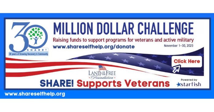 SHARE! Joins the Million Dollar Challenge Spearheaded by Land of the Free Foundation for Veteran Support