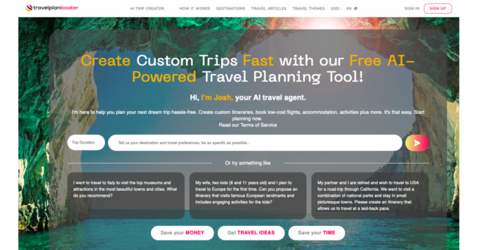 Travelplanbooker transforms personalized travels with a powerful and free AI Trip Creator Tool