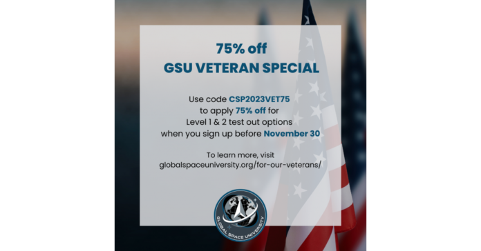 Veterans receive a 75% discount on Space Professional Certification Levels I and II fees at Global Space University