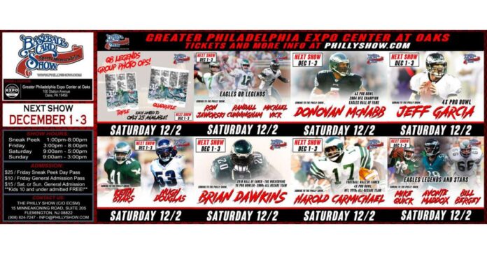 december-philly-show-athletes-a.jpeg Hamels, Dawkins, Jaworski, Cunningham, McNabb & Carmichael Signing for Fans at the December Philly Show in Oaks, PA