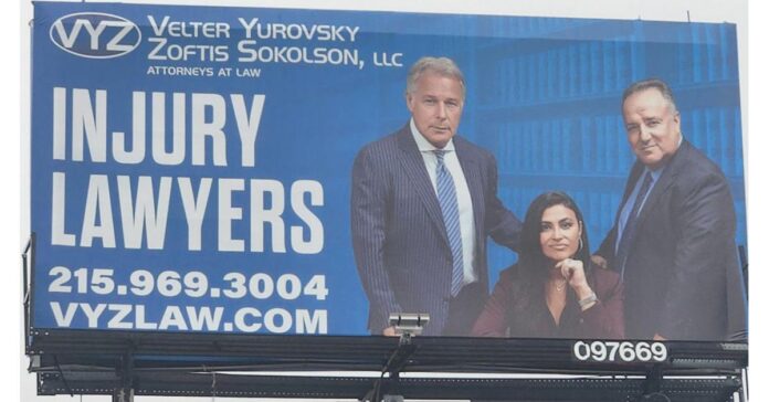 The Law Firm of Velter Yurovsky Zoftis Sokolson, LLC Unveils First Billboard In Philadelphia