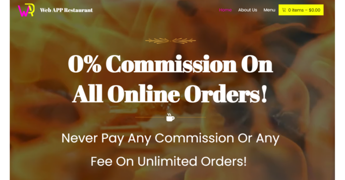 WebAppRestaurant Launches Online Ordering with 0% Commission on All Orders for Restaurant
