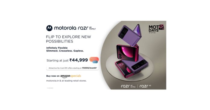 Motorola Announces Rs. 10000 Price Drop Along with Additional Limited Period Discounts During Moto Days on Its Flagship Smartphones motorola razr40 ultra and razr40