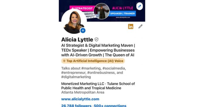 Alicia Lyttle Receives Prestigious Top Artificial Intelligence Voice Badge on LinkedIn